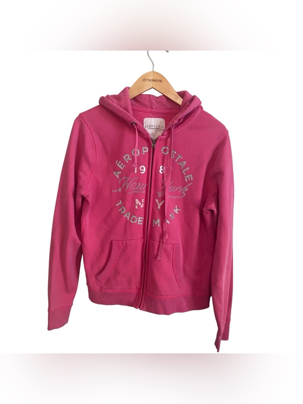Aeropostale Aero Y2k Pink Bling Zip Up Hoodie Jacket Size Large